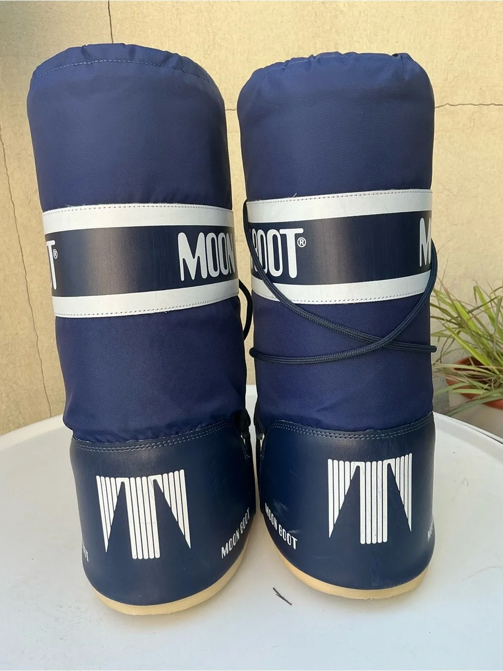 Navy Moon Boots with Logo Strap